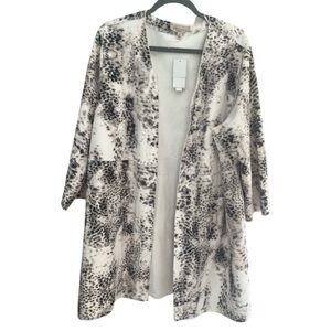 NWT Philosophy Open Front Leopard Cheetah Print Faux Leather Duster Cardigan 2X
